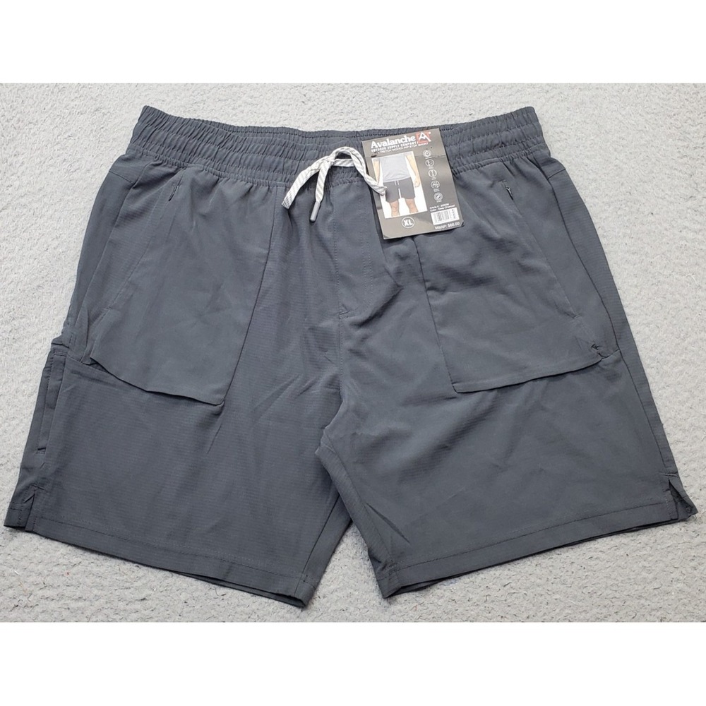 Avalanche Outdoor Shorts Mens XL Gray 2-Way Stretch Moisture Wicking Drawstring